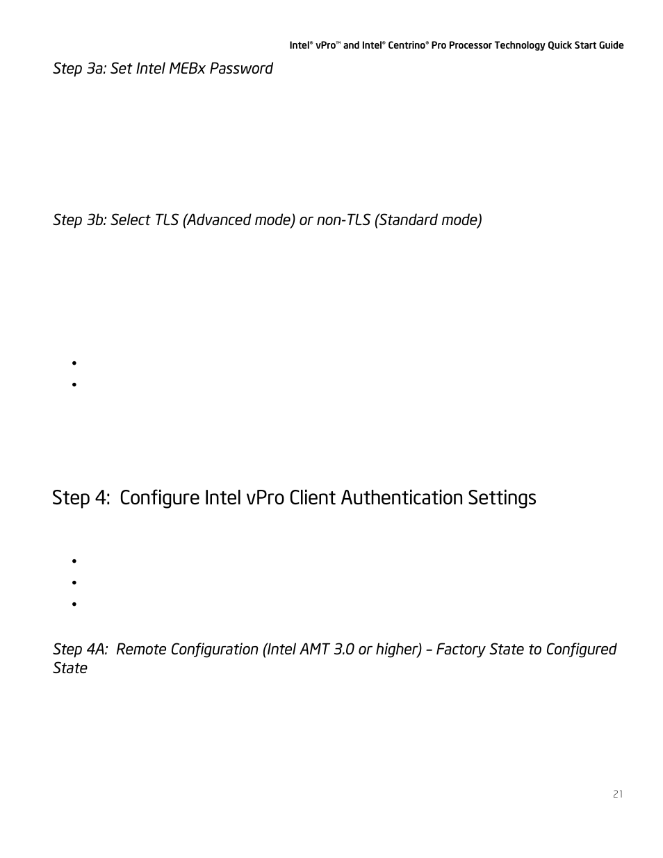 Step 3a: set intel mebx password | Intel vPro User Manual | Page 21 / 41