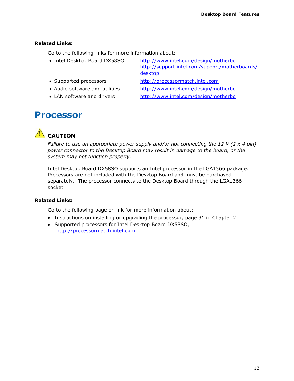 Processor | Intel DX58SO User Manual | Page 13 / 86