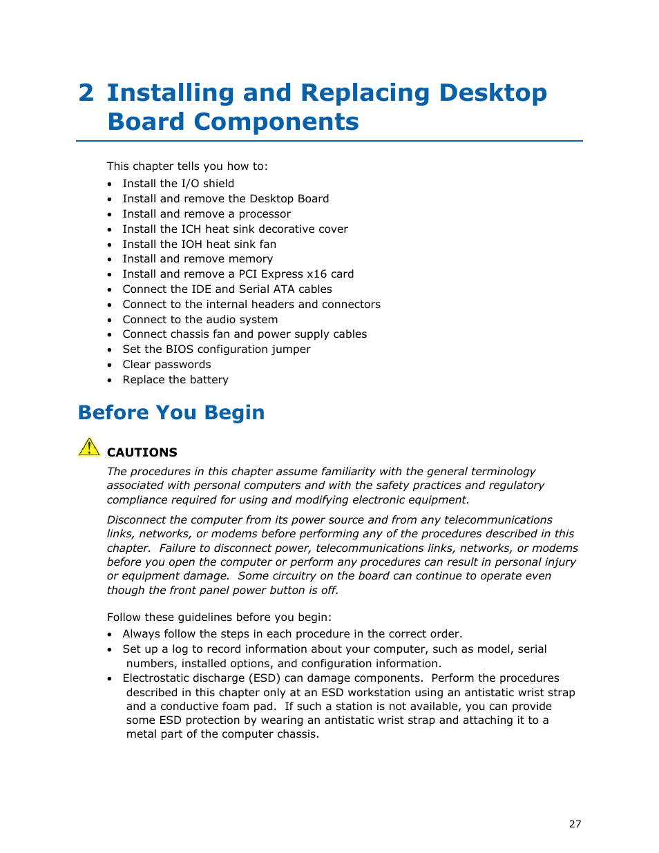 Before you begin | Intel DX58SO User Manual | Page 27 / 86