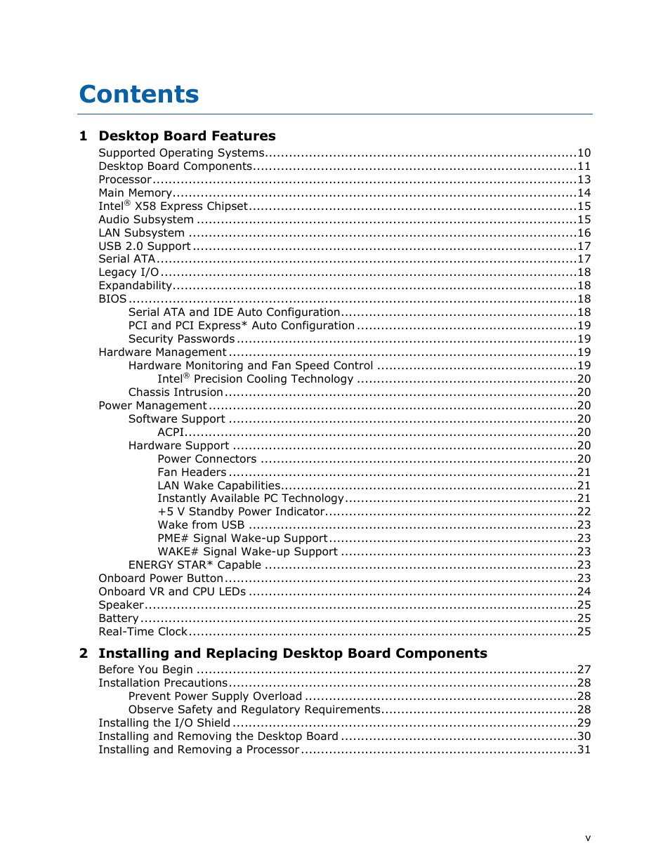 Intel DX58SO User Manual | Page 5 / 86