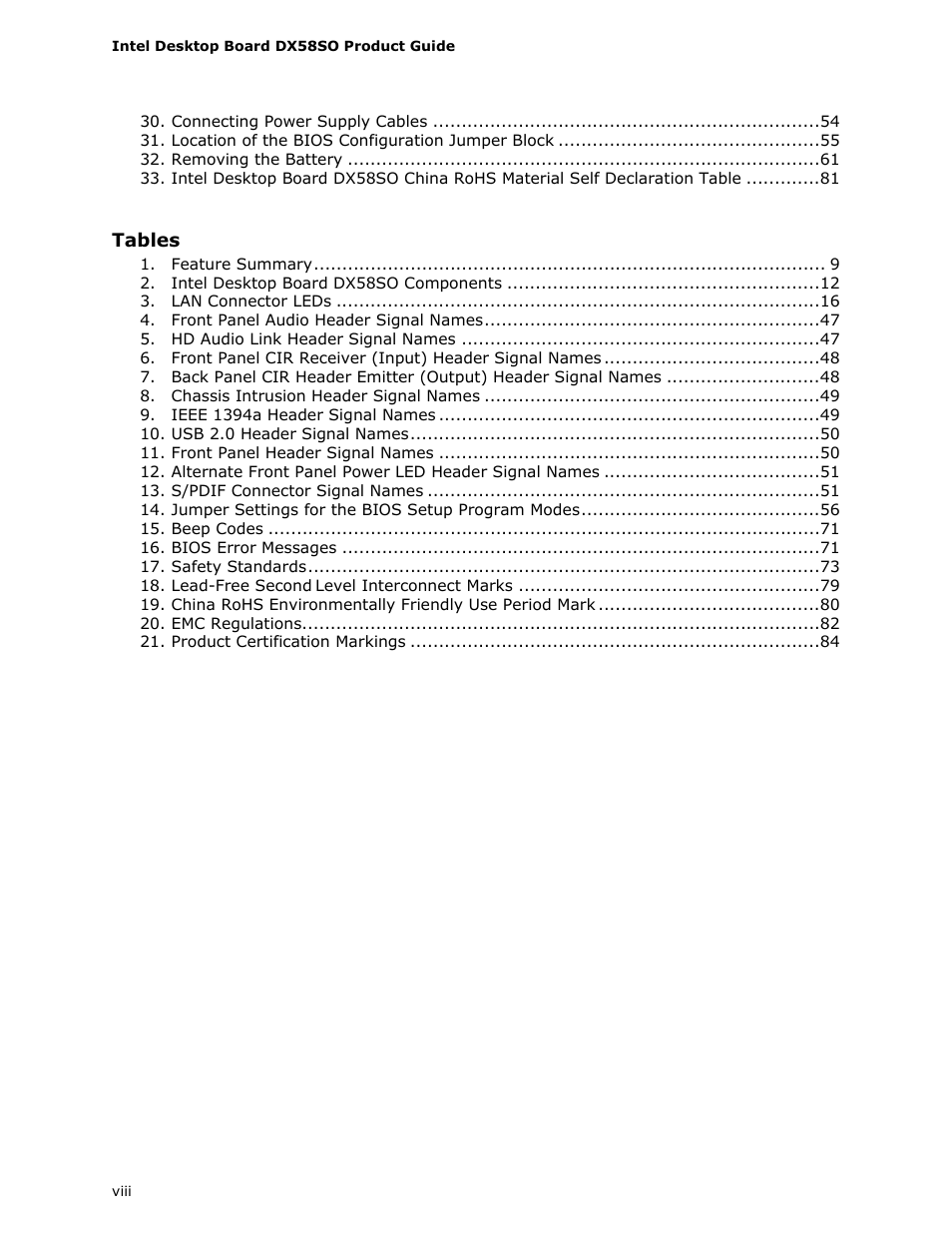 Intel DX58SO User Manual | Page 8 / 86