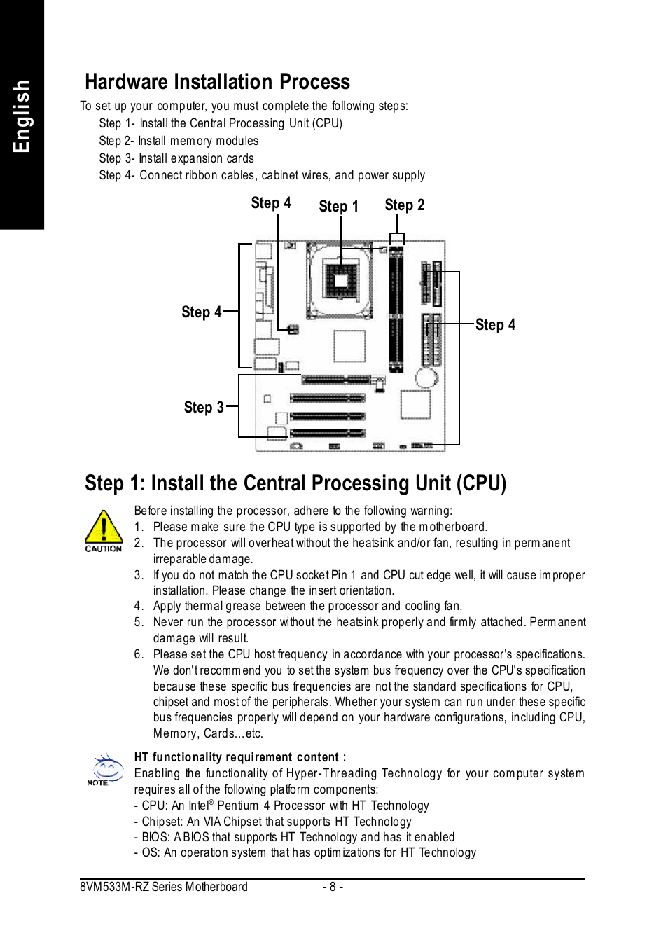 English | Intel 8VM533M-RZ-C User Manual | Page 8 / 36