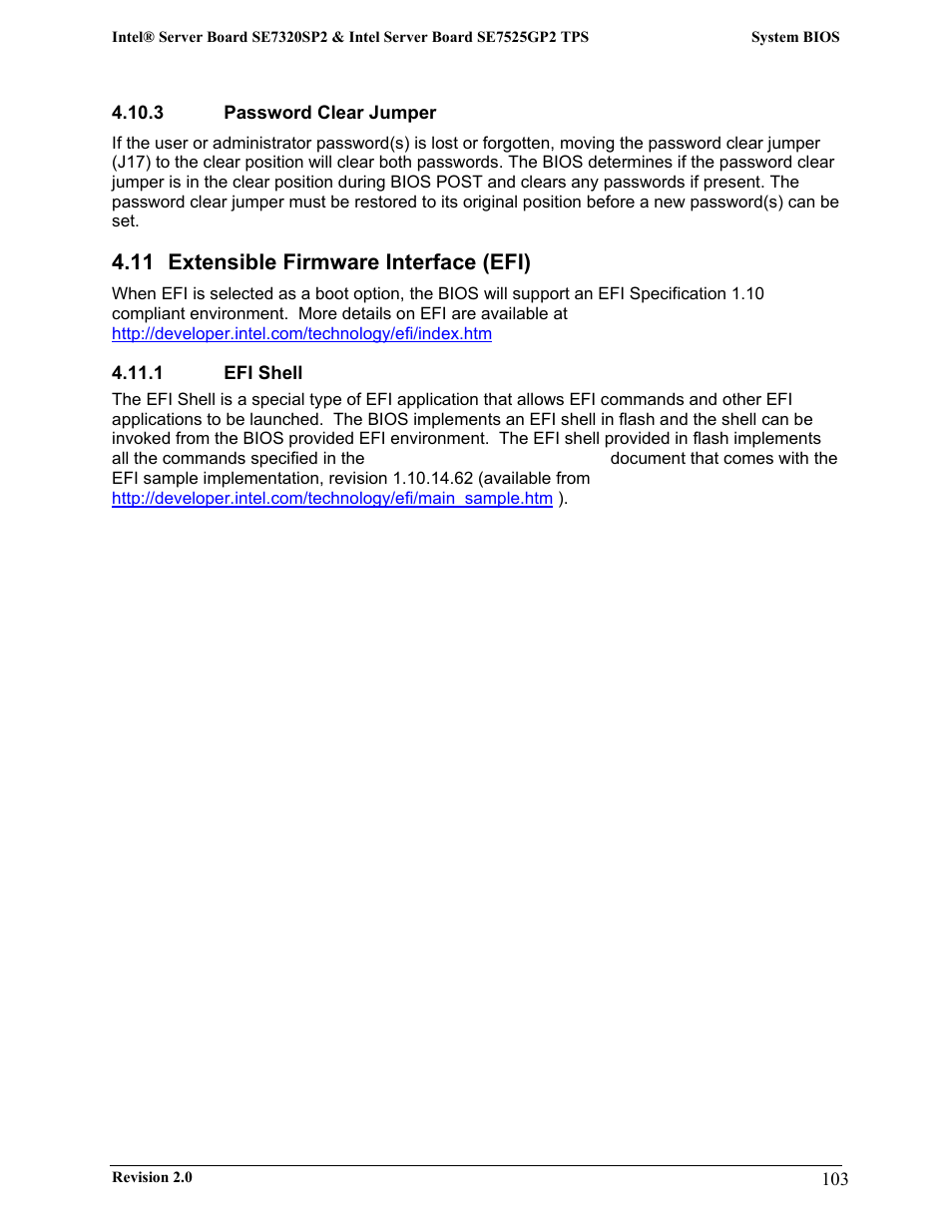 11 extensible firmware interface (efi) | Intel SE7525GP2 User Manual | Page 103 / 175