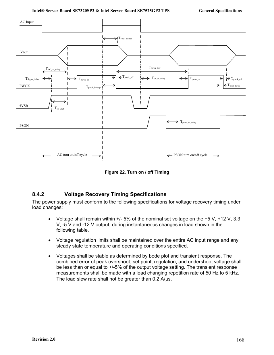 2 voltage recovery timing specifications | Intel SE7525GP2 User Manual | Page 168 / 175