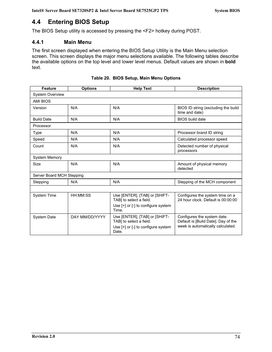 4 entering bios setup | Intel SE7525GP2 User Manual | Page 74 / 175