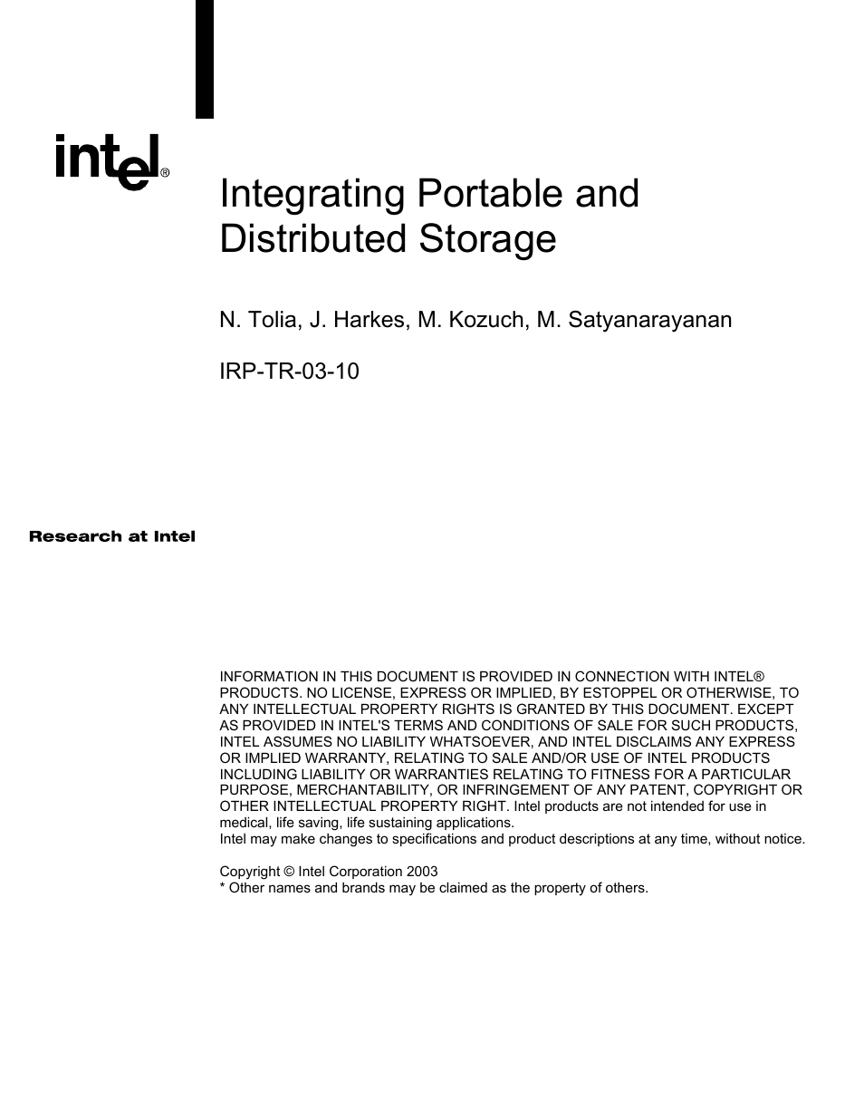 Intel IRP-TR-03-10 User Manual | 13 pages