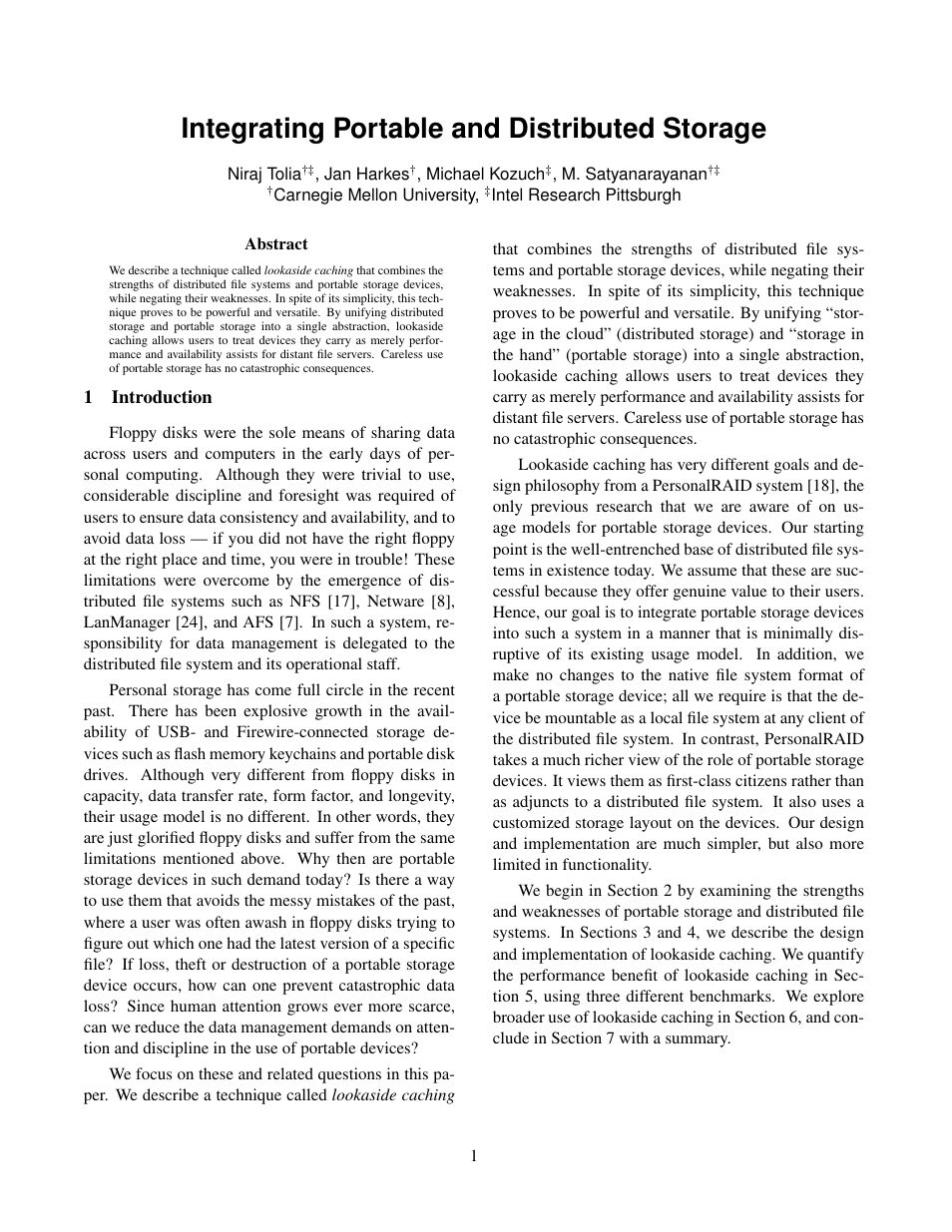 Integrating portable and distributed storage | Intel IRP-TR-03-10 User Manual | Page 2 / 13