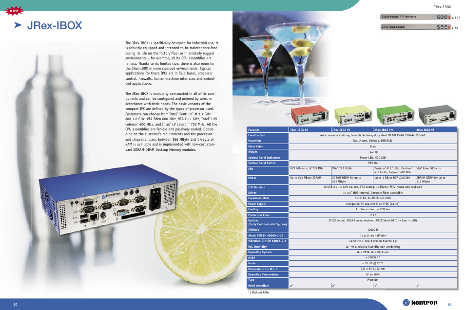 Jrex-ibox, Industrial box pcs, Pentium | Ulv celeron, 400 mhz, and intel, Lv celeron | Intel Ethernet Switch Boards User Manual | Page 31 / 52