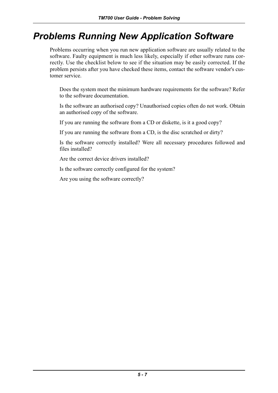 Problems running new application software, Problems running new application software -7 | Intel Express 5800 TM700 User Manual | Page 107 / 132