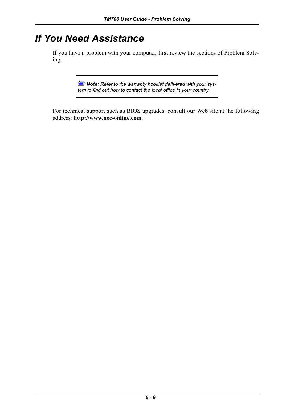 If you need assistance, If you need assistance -9 | Intel Express 5800 TM700 User Manual | Page 109 / 132