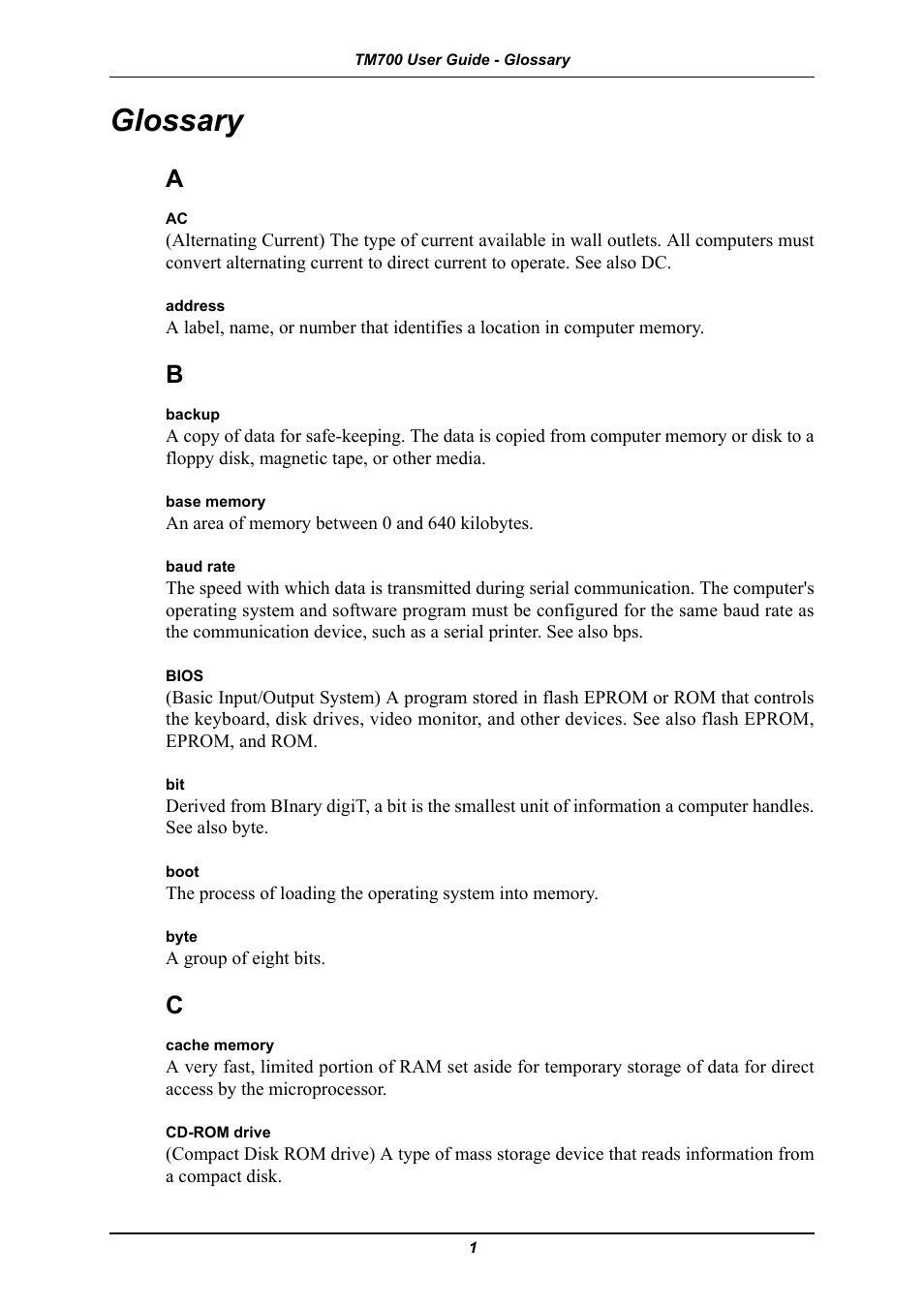 Glossary | Intel Express 5800 TM700 User Manual | Page 123 / 132