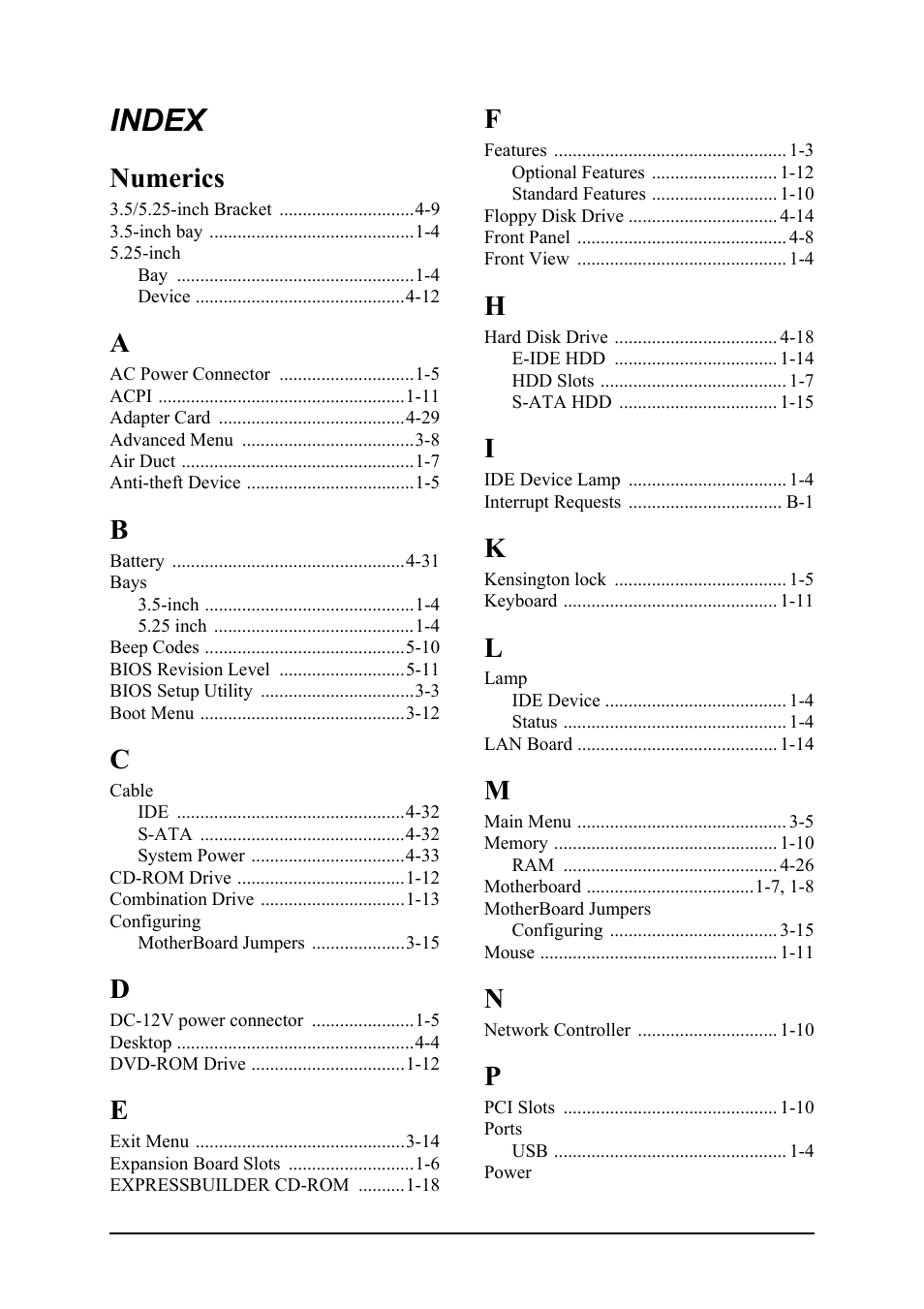 Index, Numerics | Intel Express 5800 TM700 User Manual | Page 129 / 132