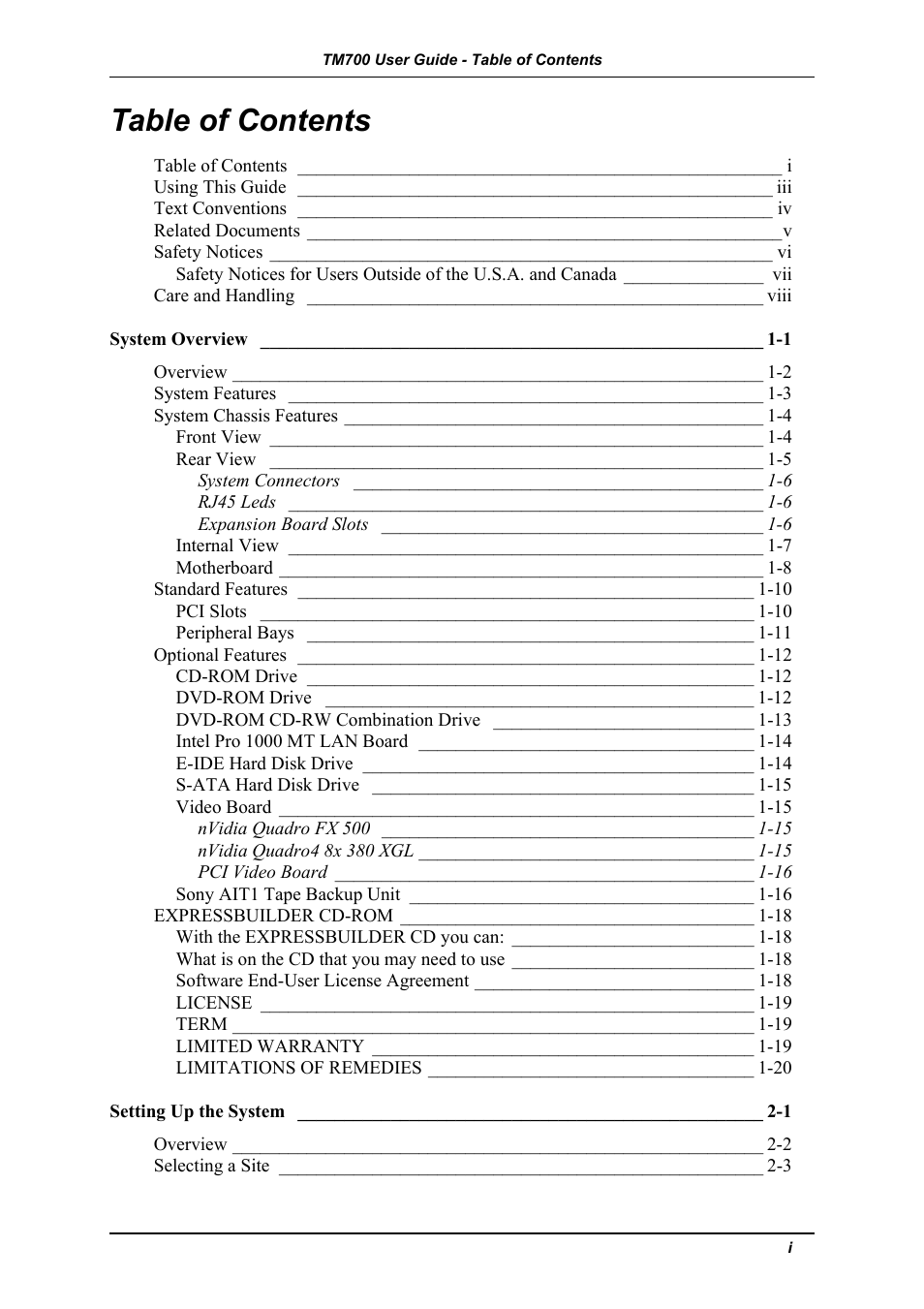 Intel Express 5800 TM700 User Manual | Page 3 / 132