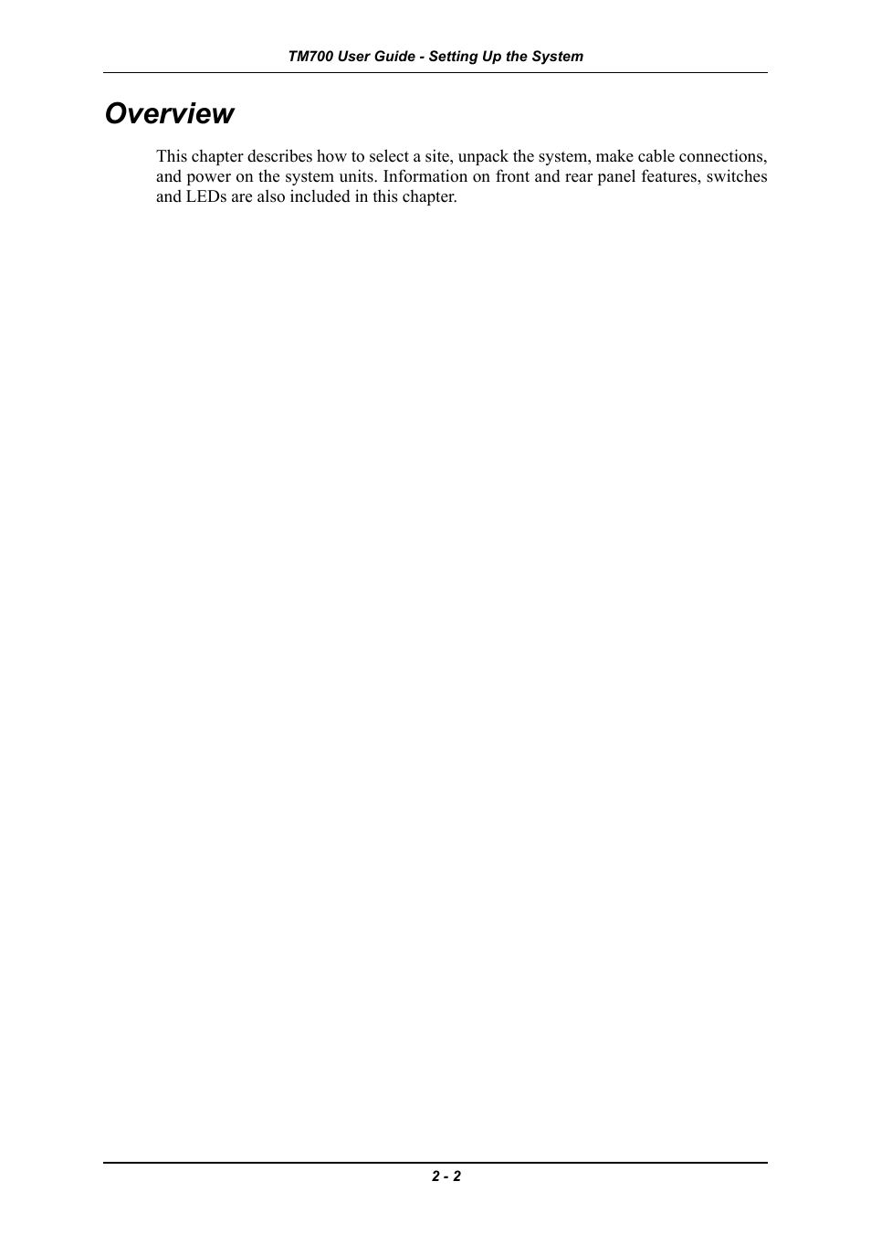 Overview, Overview -2 | Intel Express 5800 TM700 User Manual | Page 36 / 132