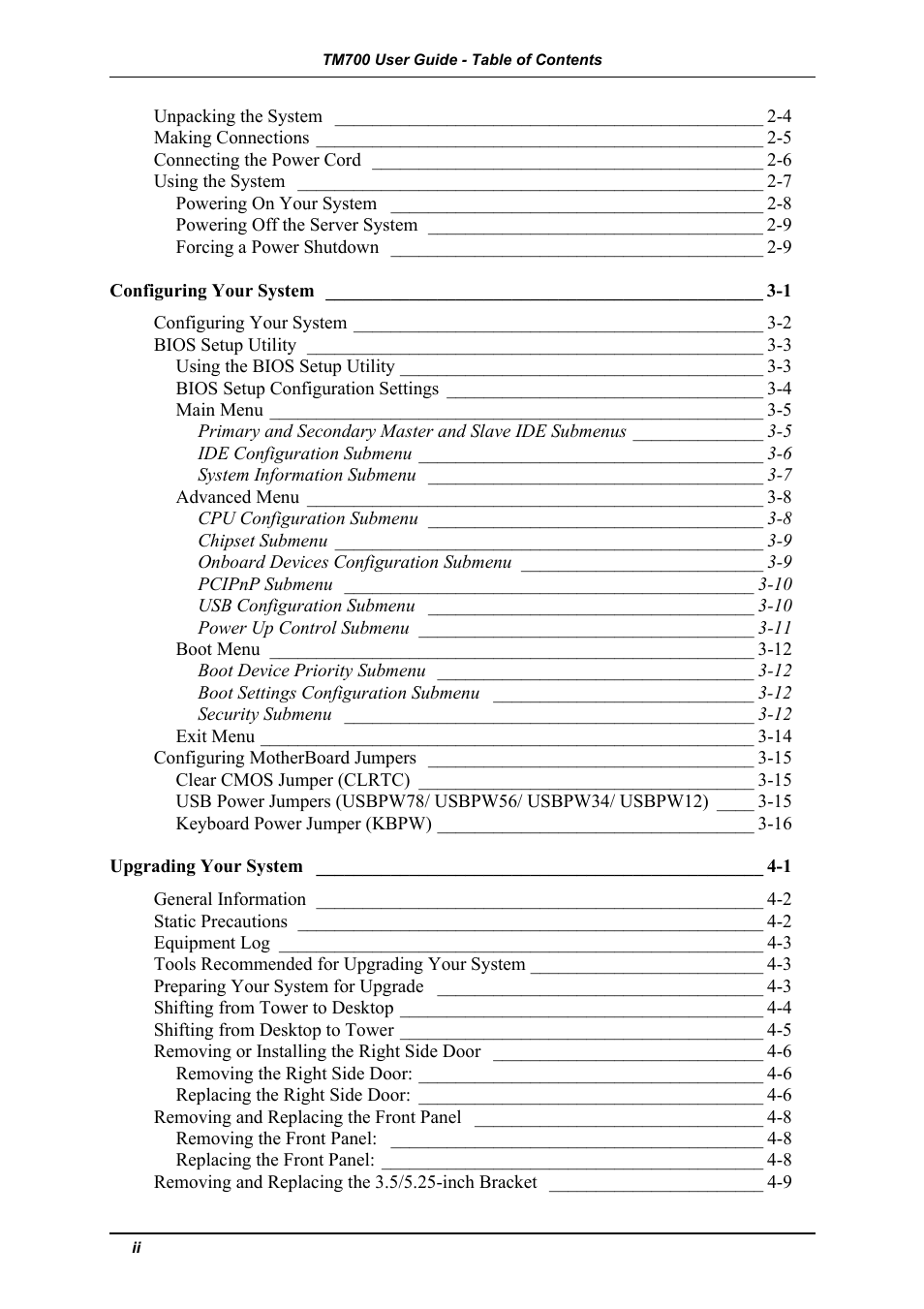 Intel Express 5800 TM700 User Manual | Page 4 / 132