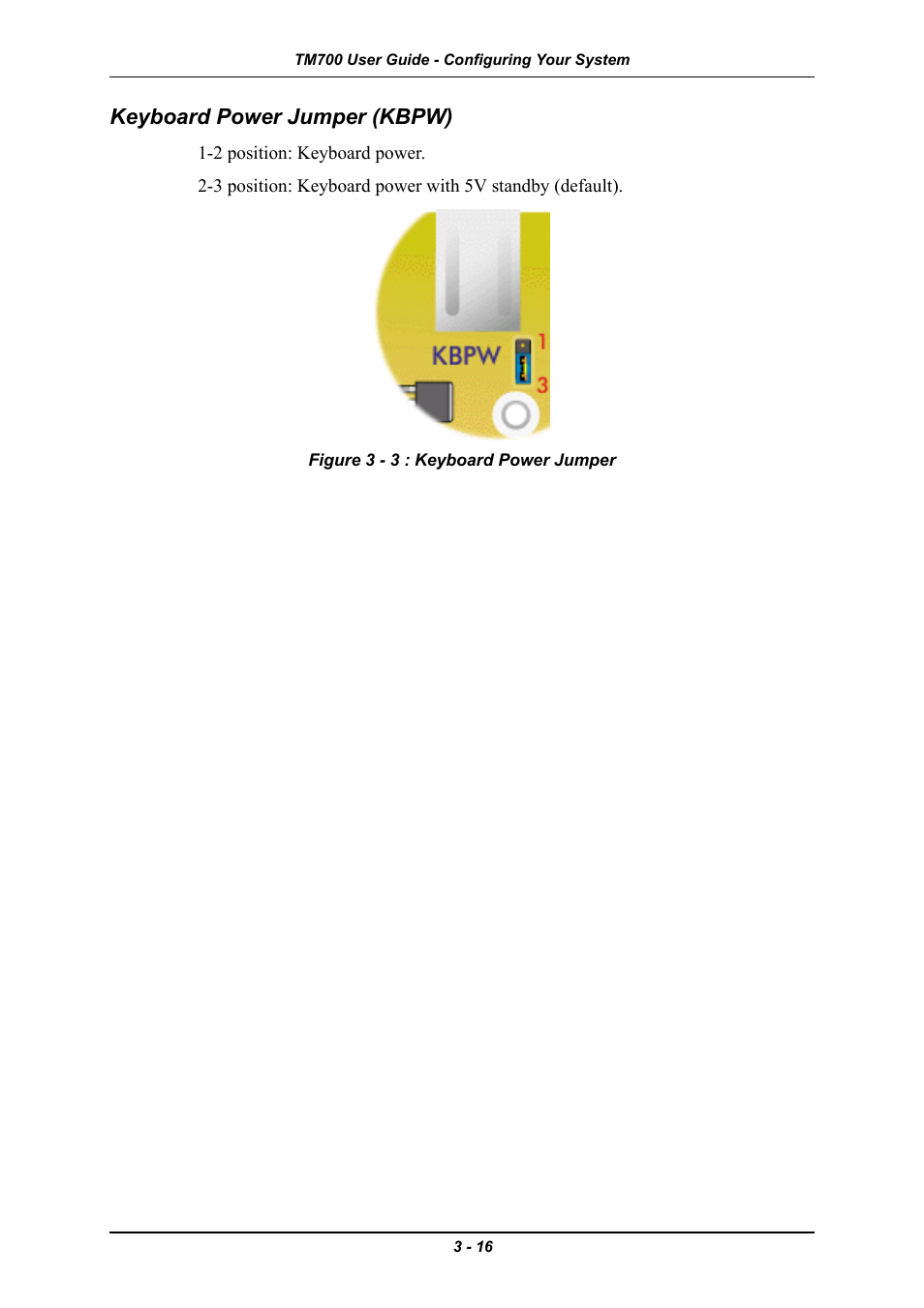 Keyboard power jumper (kbpw), Keyboard power jumper (kbpw) -16 | Intel Express 5800 TM700 User Manual | Page 60 / 132