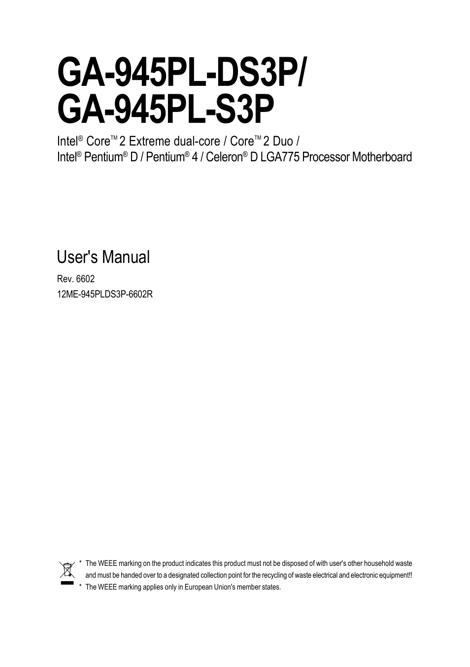 Intel GA-945PL-S3P User Manual | 72 pages