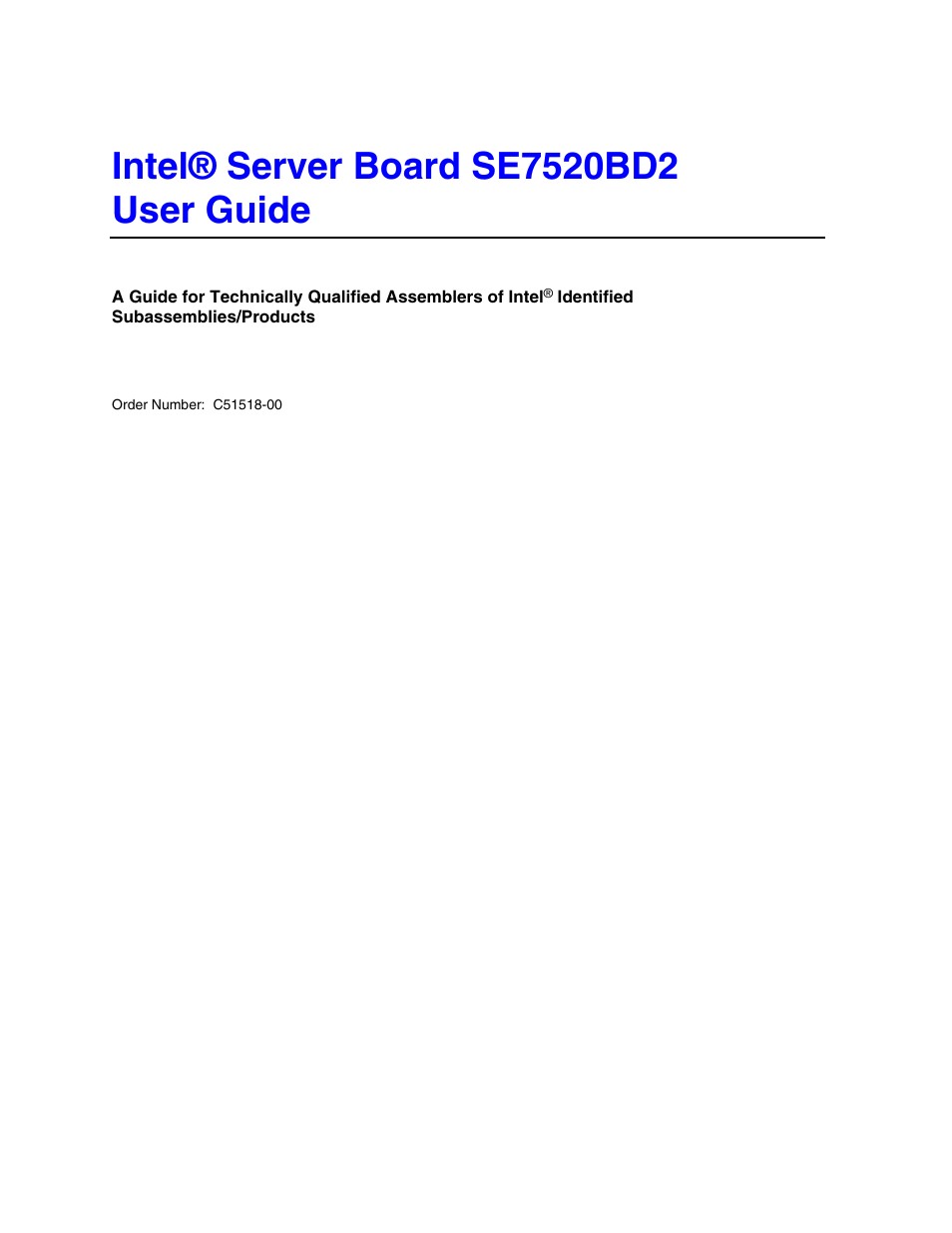 Intel SE7520BD2 User Manual | 64 pages