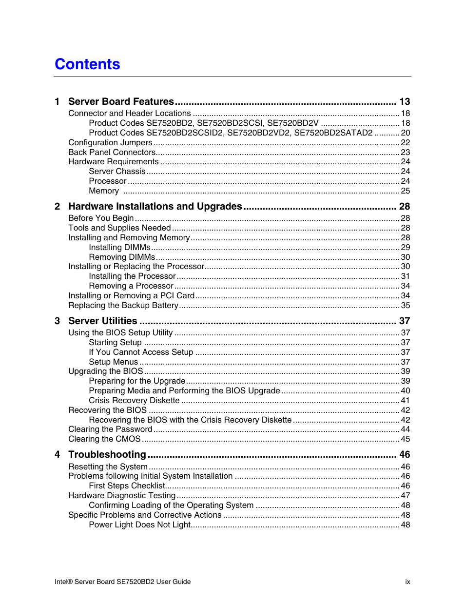 Intel SE7520BD2 User Manual | Page 9 / 64