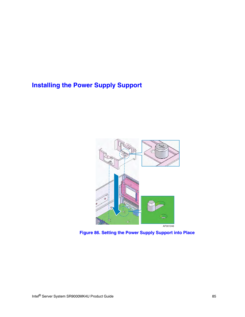 Installing the power supply support, To replace your power supply support | Intel SR9000MK4U User Manual | Page 107 / 258