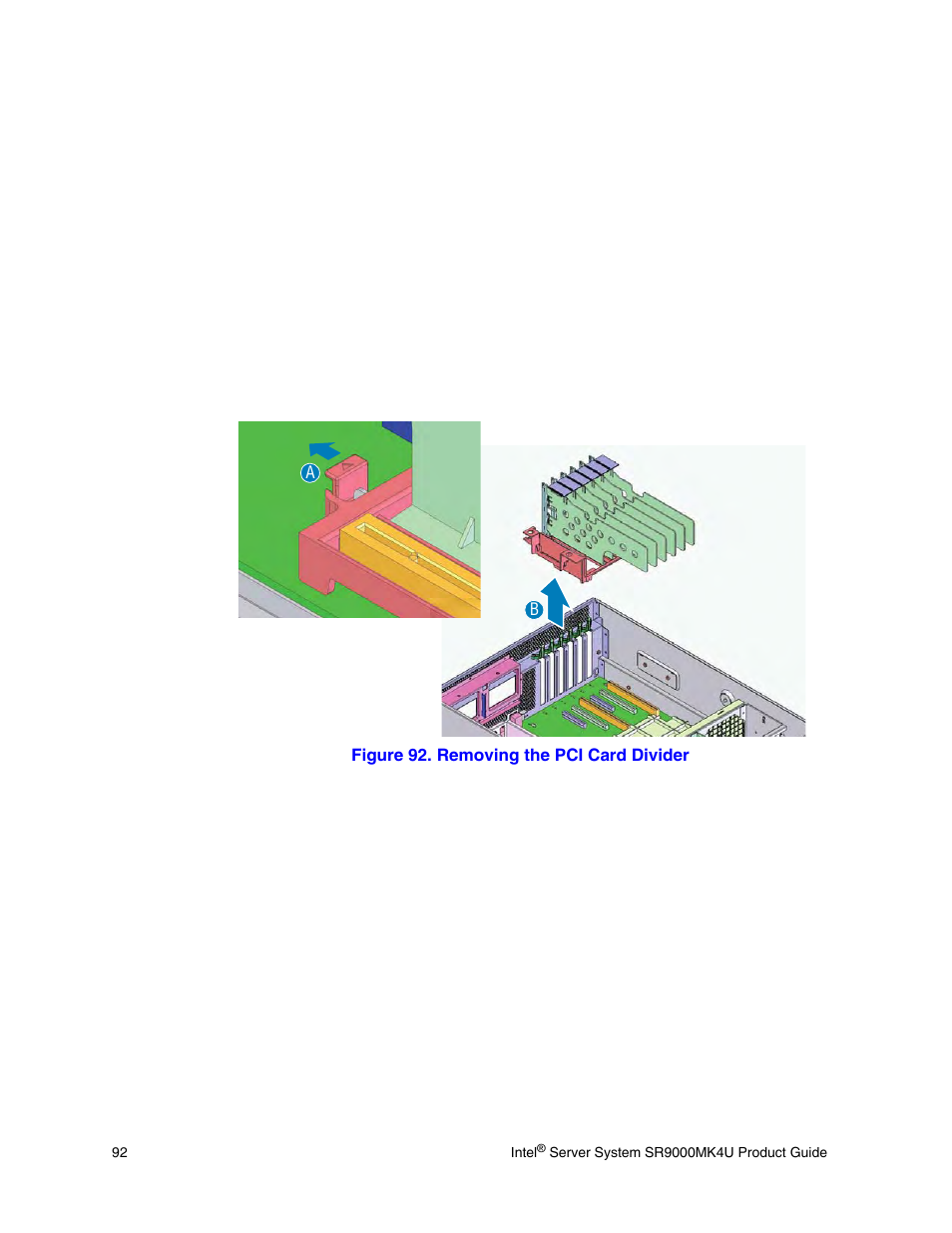 Figure 92. removing the pci card divider | Intel SR9000MK4U User Manual | Page 114 / 258