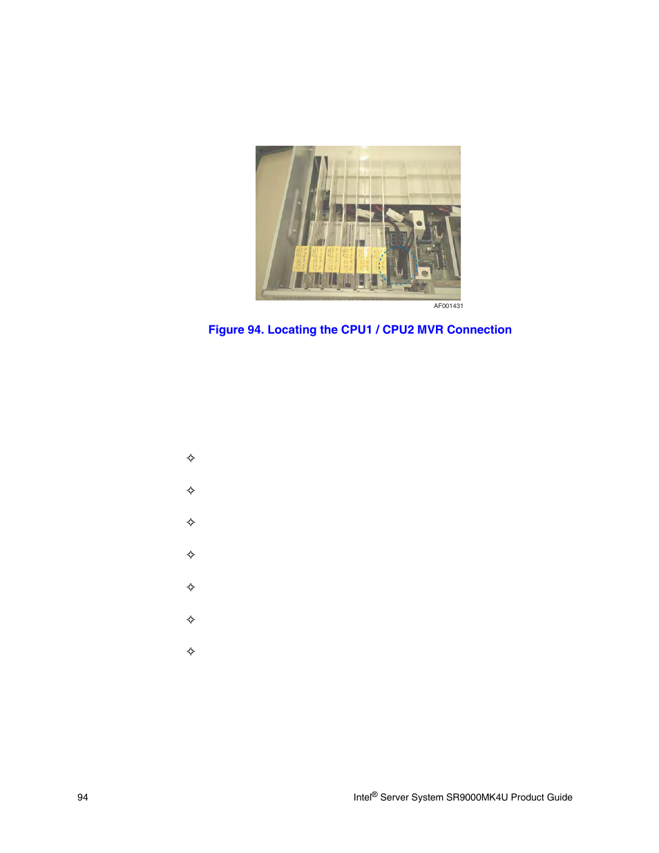 Figure 94. locating the cpu1 / cpu2 mvr connection | Intel SR9000MK4U User Manual | Page 116 / 258