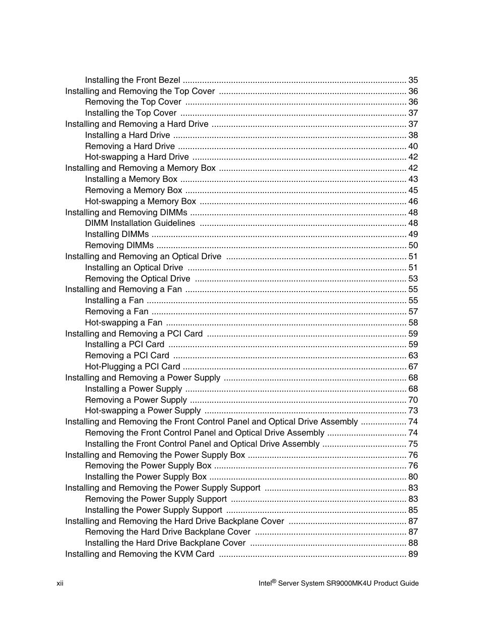 Intel SR9000MK4U User Manual | Page 12 / 258