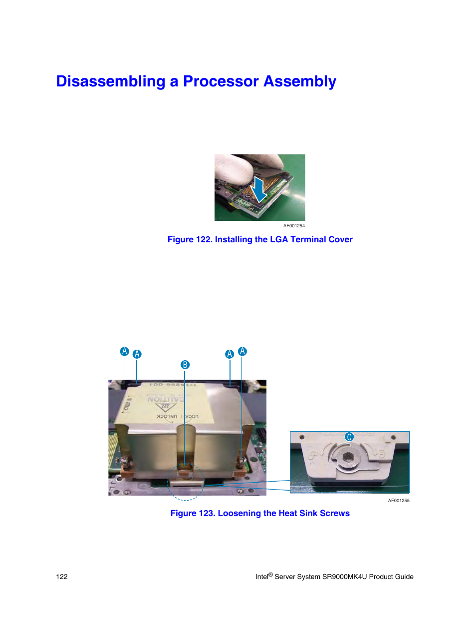 Disassembling a processor assembly, Disassembling a | Intel SR9000MK4U User Manual | Page 144 / 258