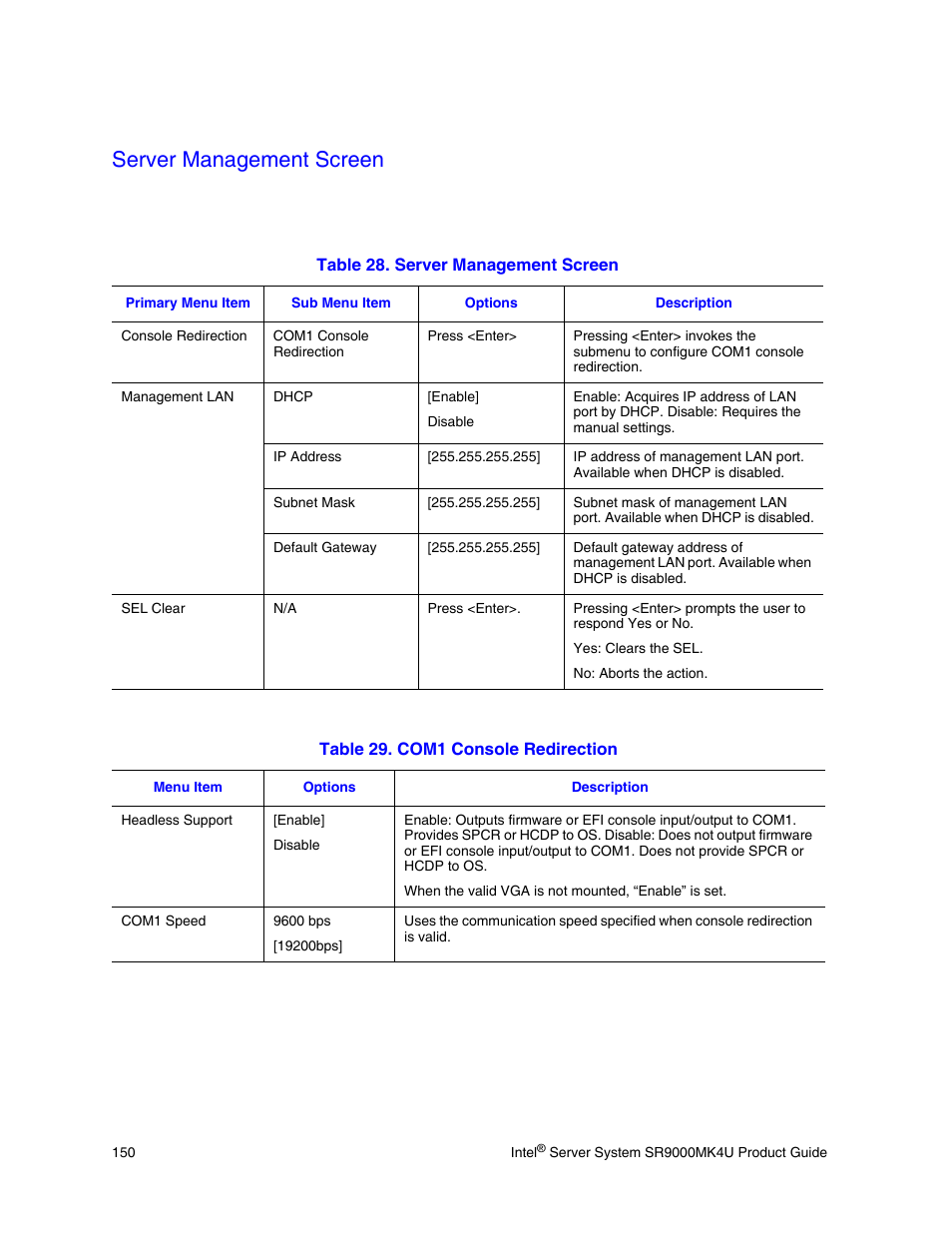 Server management screen, Server | Intel SR9000MK4U User Manual | Page 172 / 258