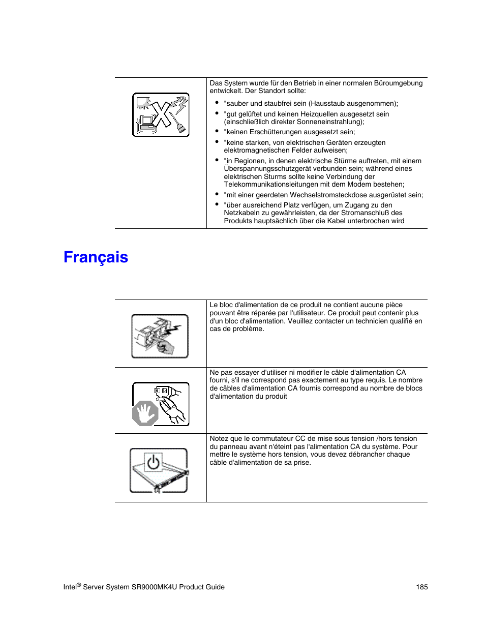 Français | Intel SR9000MK4U User Manual | Page 207 / 258