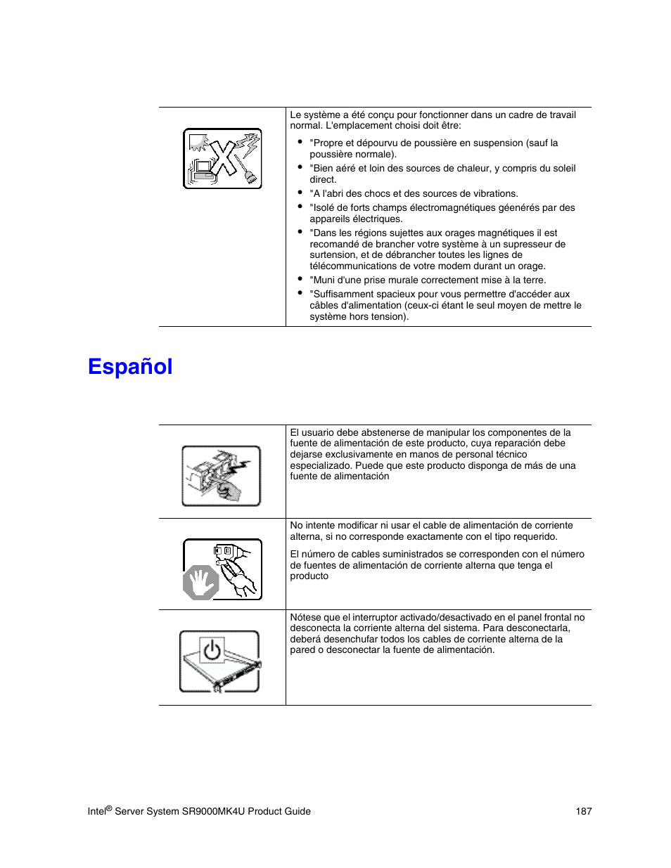 Español | Intel SR9000MK4U User Manual | Page 209 / 258