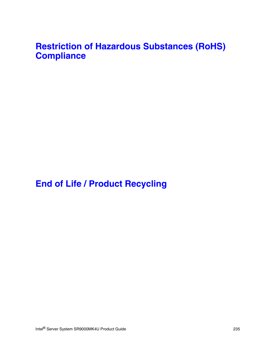 End of life / product recycling | Intel SR9000MK4U User Manual | Page 257 / 258