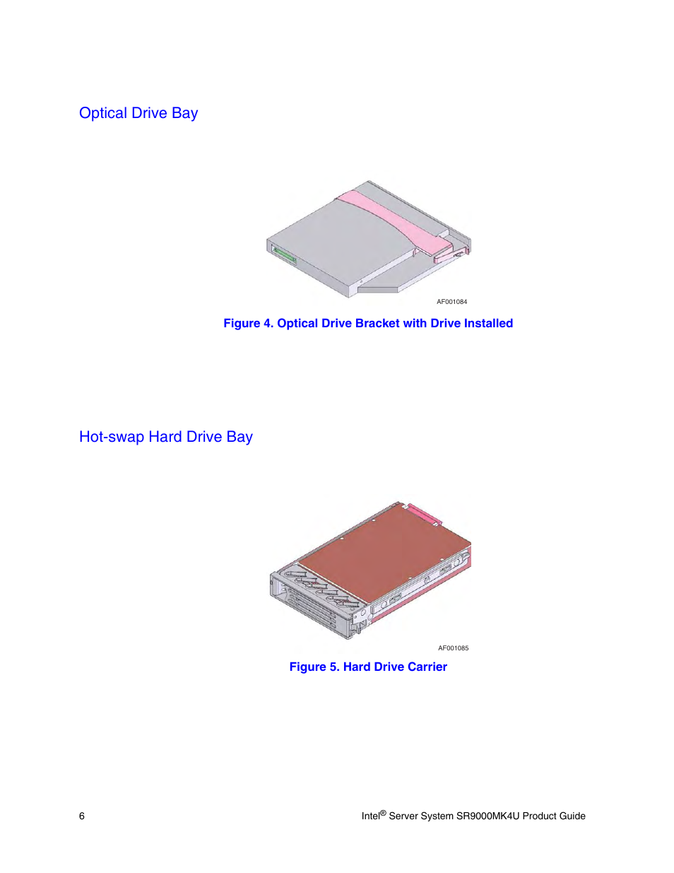 Optical drive bay, Hot-swap hard drive bay | Intel SR9000MK4U User Manual | Page 28 / 258