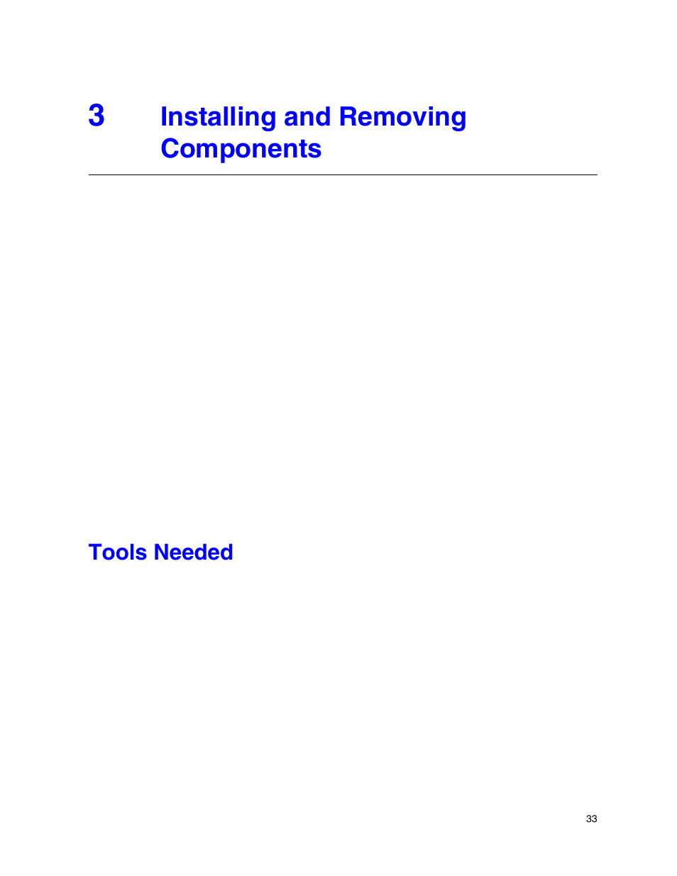 3 installing and removing components, Tools needed, Installing and removing components | Intel SR9000MK4U User Manual | Page 55 / 258