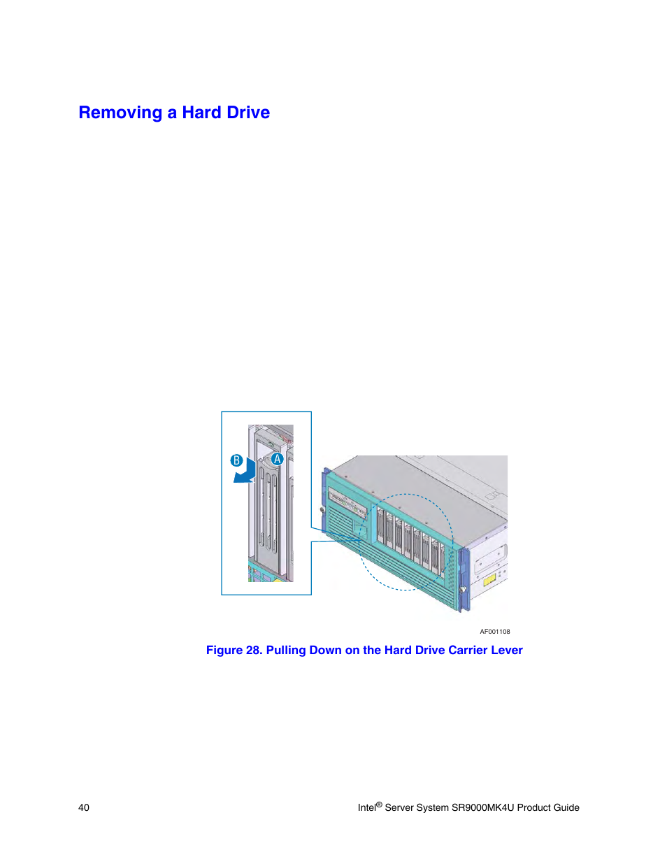 Removing a hard drive | Intel SR9000MK4U User Manual | Page 62 / 258