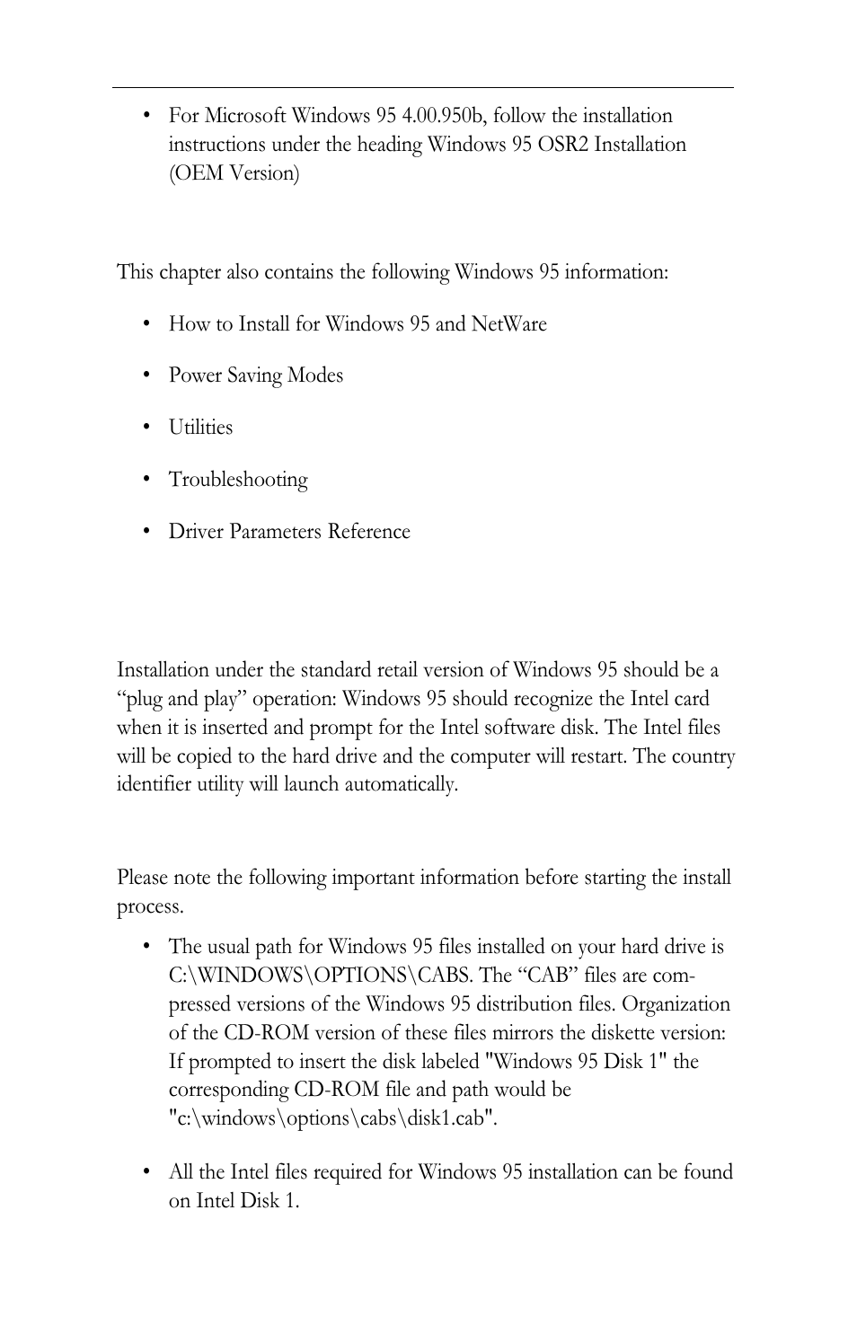 Installation under ms-dos, Installation under ms-dos -2, Additional information in this chapter | Windows 95 installation (retail version) | Intel LAN+Modem56 PC Card PRO/100 User Manual | Page 14 / 178