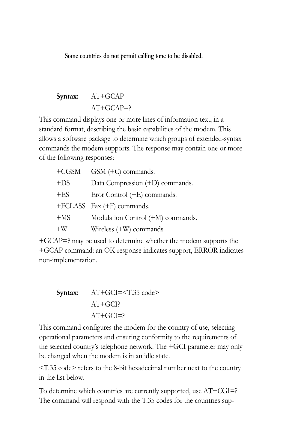 Gcaprequest complete capabilities list, Gci country of installation | Intel LAN+Modem56 PC Card PRO/100 User Manual | Page 145 / 178