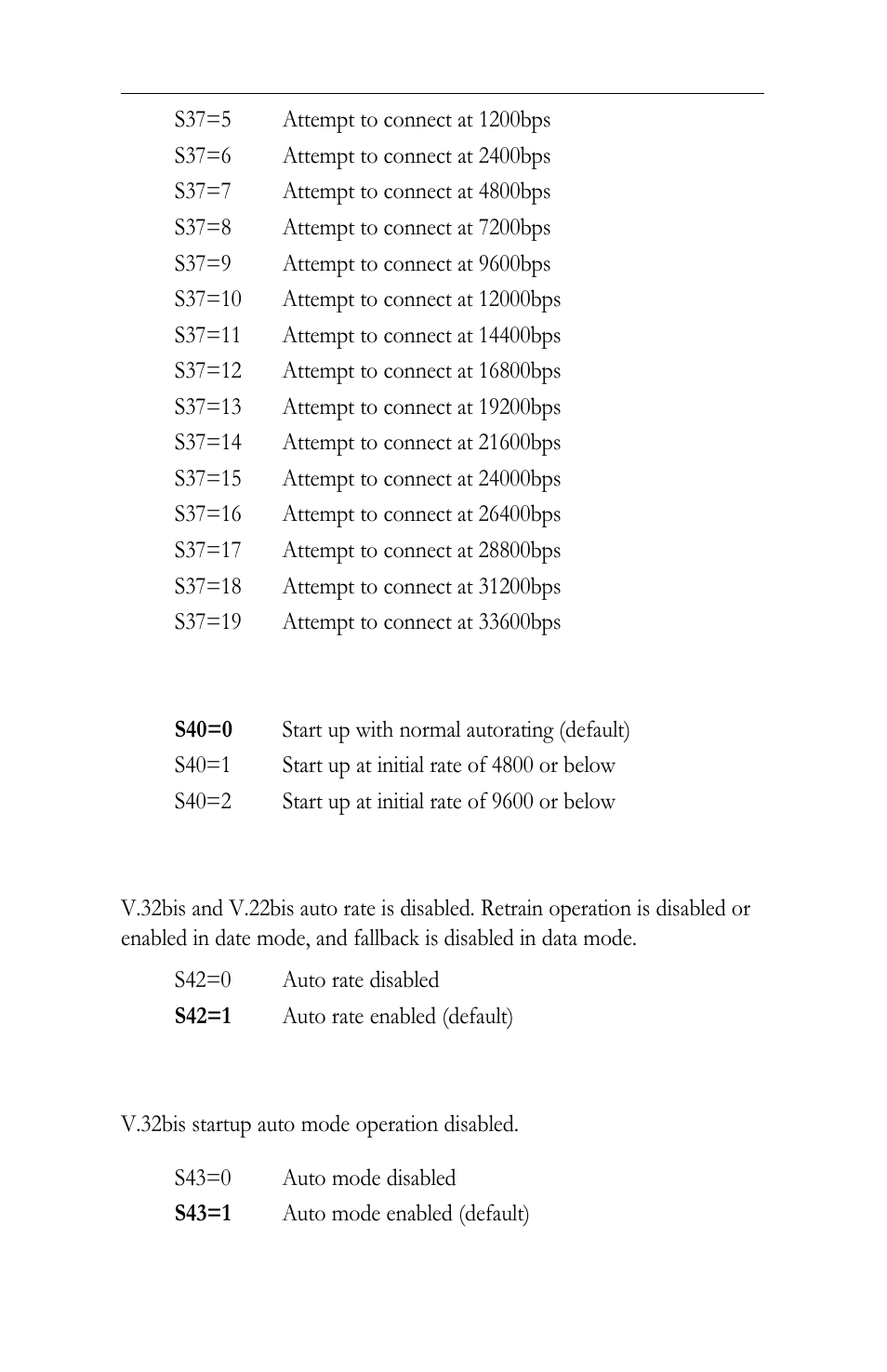 S40 etc startup autorating, S42 auto rate, S43 auto mode | Intel LAN+Modem56 PC Card PRO/100 User Manual | Page 154 / 178