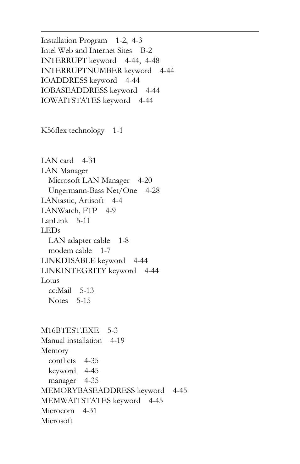 Intel LAN+Modem56 PC Card PRO/100 User Manual | Page 174 / 178