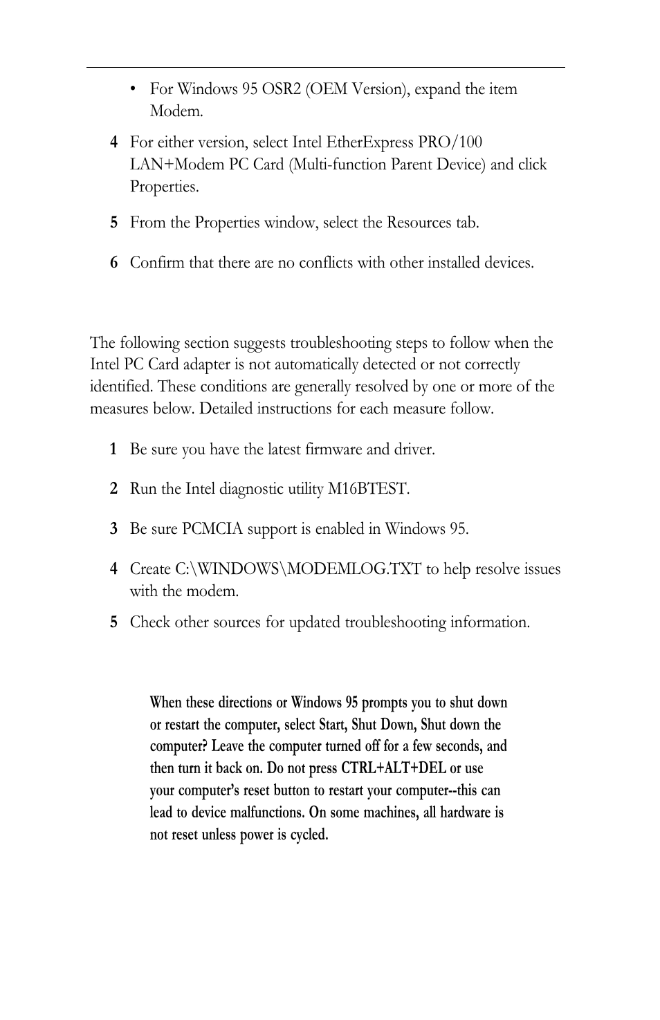 Troubleshooting checklist | Intel LAN+Modem56 PC Card PRO/100 User Manual | Page 22 / 178