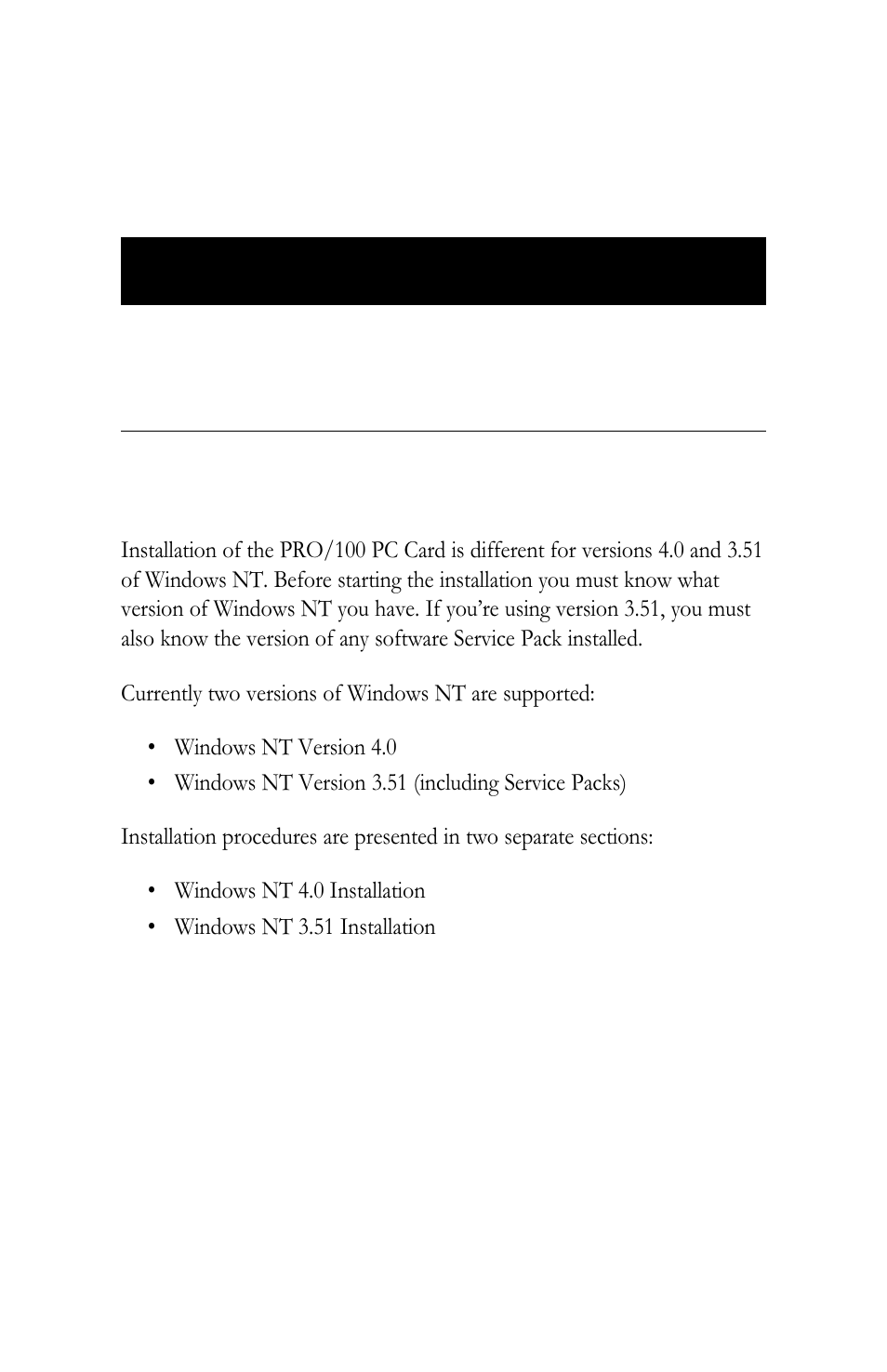 Utilities and applications, Utilities, Country identifier utility | Utilities and applications -1, Utilities -1 country identifier utility -1, Windows nt installation, Which version of windows nt | Intel LAN+Modem56 PC Card PRO/100 User Manual | Page 29 / 178