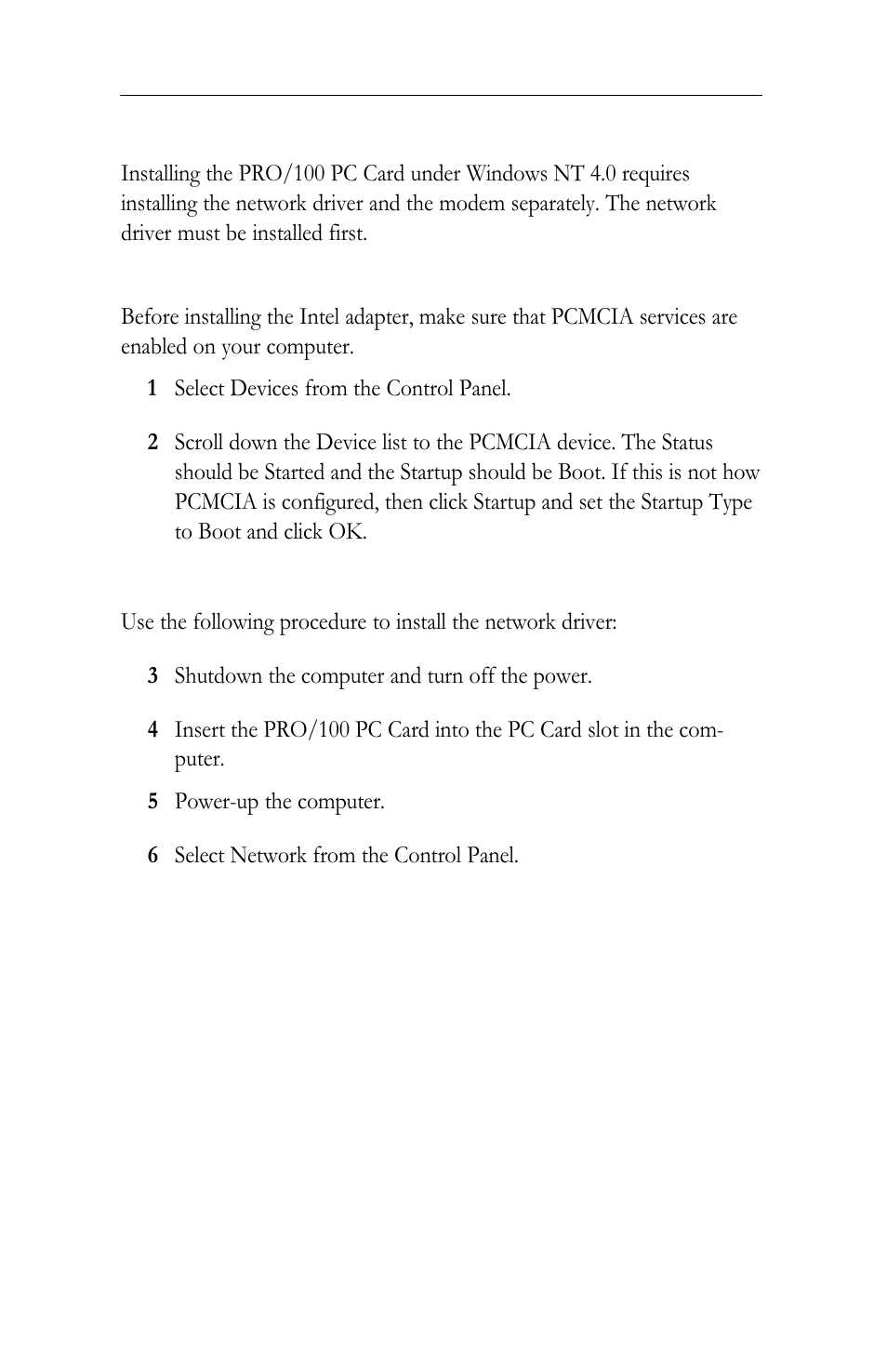 Diagnostic test utility (m16btest.exe), Diagnostic test utility (m16btest.exe) -3, Windows nt 4.0 installation | Intel LAN+Modem56 PC Card PRO/100 User Manual | Page 31 / 178