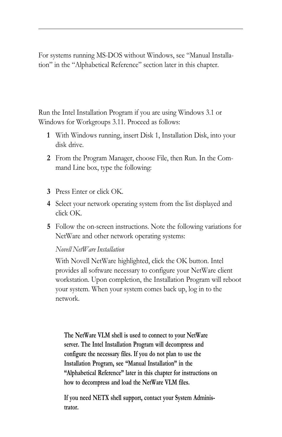 Installation under ms-dos | Intel LAN+Modem56 PC Card PRO/100 User Manual | Page 40 / 178