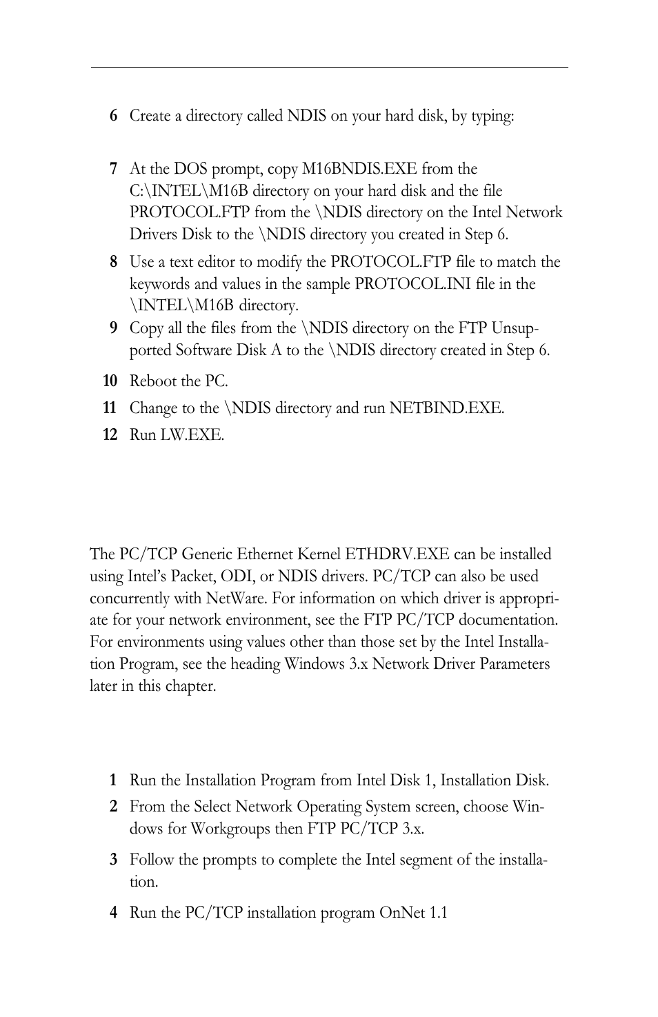 Windows 3.x network driver parameters, Windows 3.x network driver parameters -37, Ftp software pc/tcp | Intel LAN+Modem56 PC Card PRO/100 User Manual | Page 49 / 178