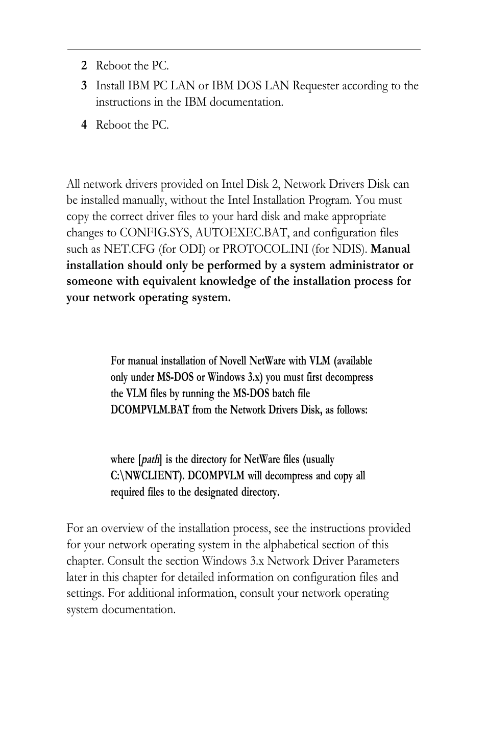 Manual installation | Intel LAN+Modem56 PC Card PRO/100 User Manual | Page 57 / 178