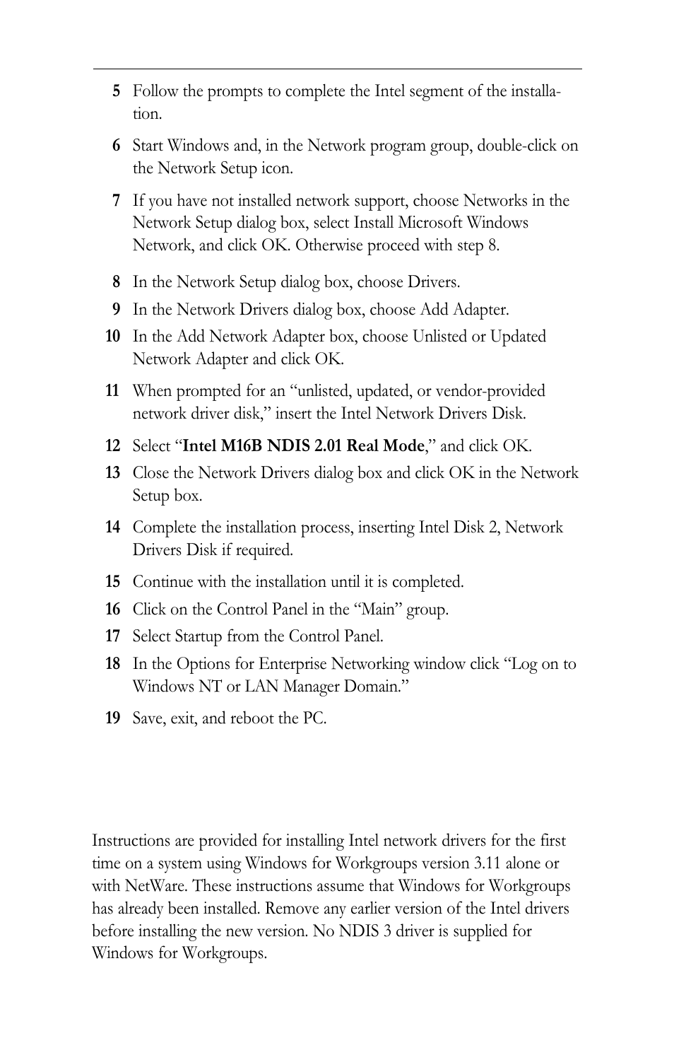 Error messages for windows 3.x and ms-dos drivers, Windows for workgroups | Intel LAN+Modem56 PC Card PRO/100 User Manual | Page 59 / 178