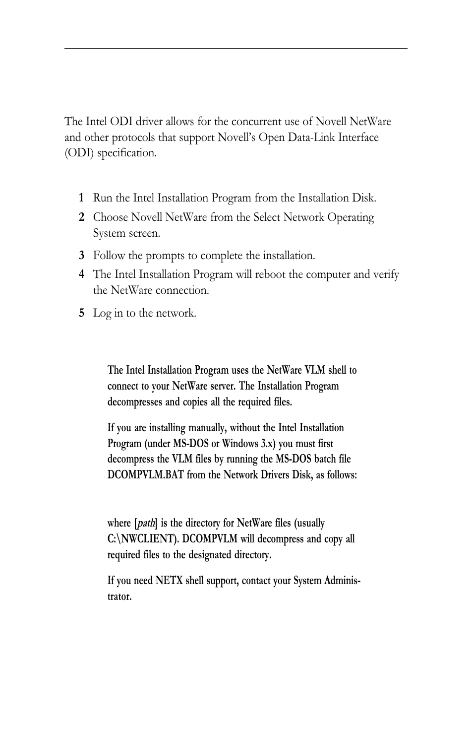 Novell netware | Intel LAN+Modem56 PC Card PRO/100 User Manual | Page 64 / 178