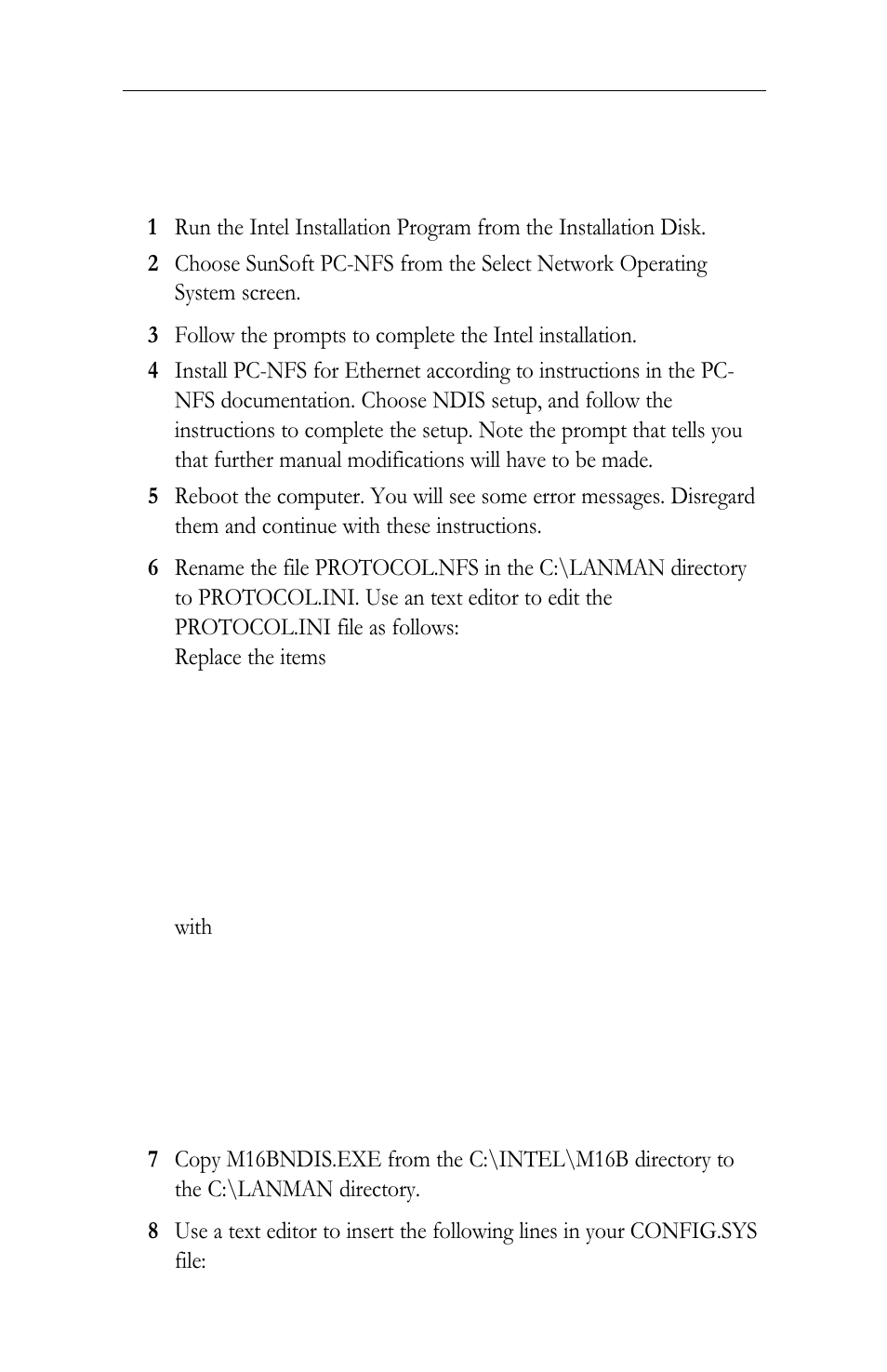 Sunsoft pc-nfs (version 3.5), Ndis 2.0 driver | Intel LAN+Modem56 PC Card PRO/100 User Manual | Page 65 / 178