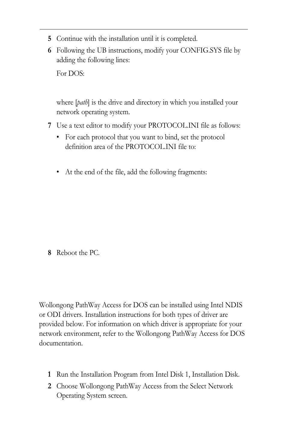 Wollongong pathway access for dos, Ndis and odi drivers | Intel LAN+Modem56 PC Card PRO/100 User Manual | Page 67 / 178
