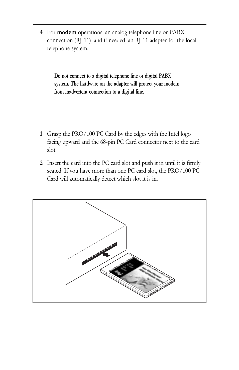 Power-saving modes, Windows 95 troubleshooting, Windows nt 3.51 installation | Windows nt 3.51 installation -5, Installing card and cables | Intel LAN+Modem56 PC Card PRO/100 User Manual | Page 9 / 178